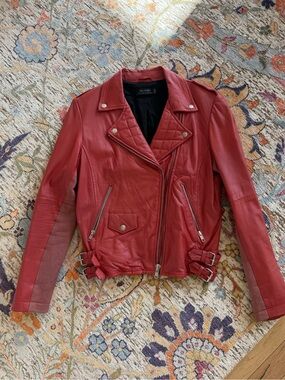 Red leather Moto Jacket